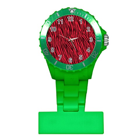 Red Zebra Stripes Plastic Nurses Watch from ArtsNow.com Front