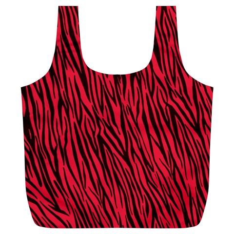 Red Zebra Stripes Full Print Recycle Bag (XL) from ArtsNow.com Front