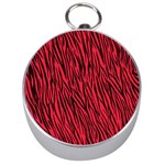 Red Zebra Stripes Silver Compass