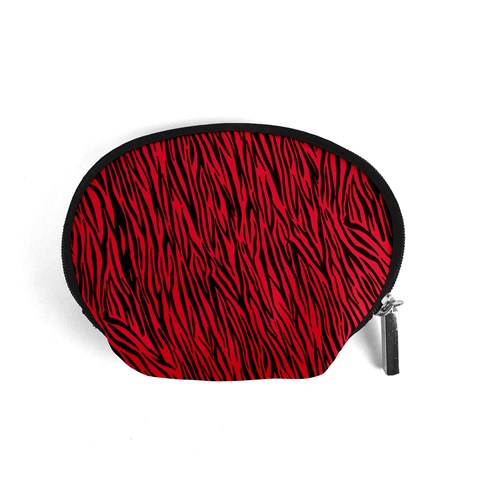 Red Zebra Stripes Accessory Pouch (Small) from ArtsNow.com Front