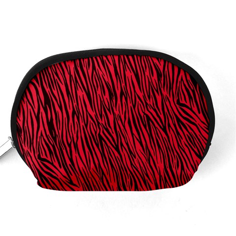 Red Zebra Stripes Accessory Pouch (Medium) from ArtsNow.com Back