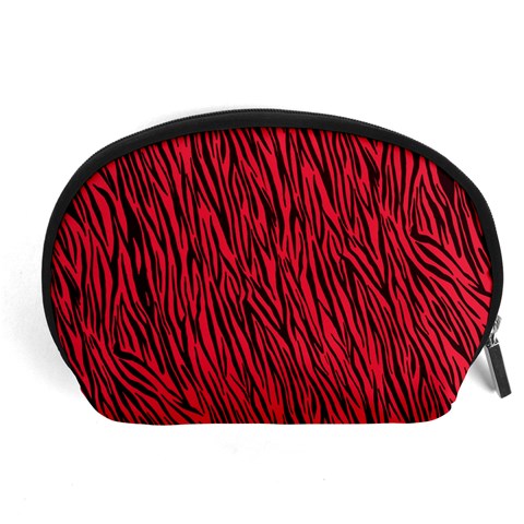 Red Zebra Stripes Accessory Pouch (Large) from ArtsNow.com Front