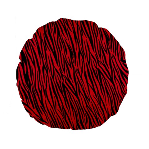 Red Zebra Stripes Standard 15  Premium Flano Round Cushion  from ArtsNow.com Front