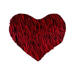 Red Zebra Stripes Standard 16  Premium Flano Heart Shape Cushion 