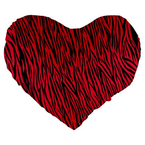 Red Zebra Stripes Large 19  Premium Flano Heart Shape Cushion from ArtsNow.com Front