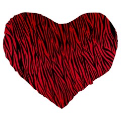 Red Zebra Stripes Large 19  Premium Flano Heart Shape Cushion from ArtsNow.com Front