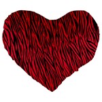 Red Zebra Stripes Large 19  Premium Flano Heart Shape Cushion