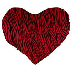 Red Zebra Stripes Large 19  Premium Flano Heart Shape Cushion from ArtsNow.com Back