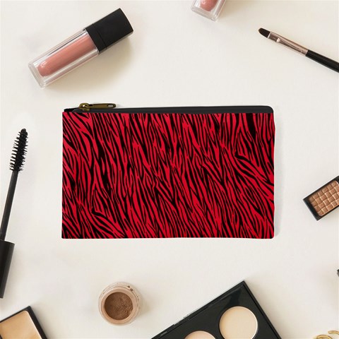 Red Zebra Stripes Cosmetic Bag (XS) from ArtsNow.com Front