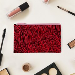 Red Zebra Stripes Cosmetic Bag (XS) from ArtsNow.com Front