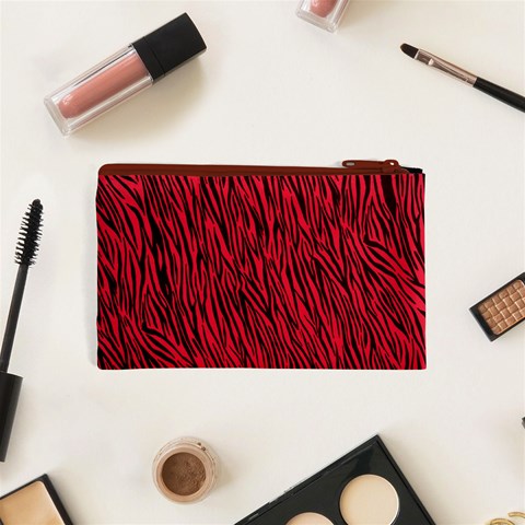 Red Zebra Stripes Cosmetic Bag (XS) from ArtsNow.com Back