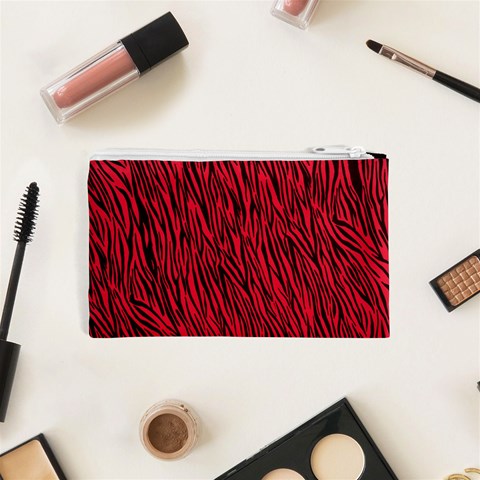 Red Zebra Stripes Cosmetic Bag (XS) from ArtsNow.com Back