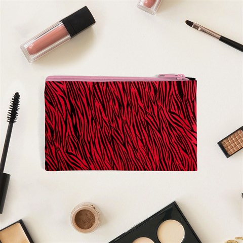 Red Zebra Stripes Cosmetic Bag (XS) from ArtsNow.com Back