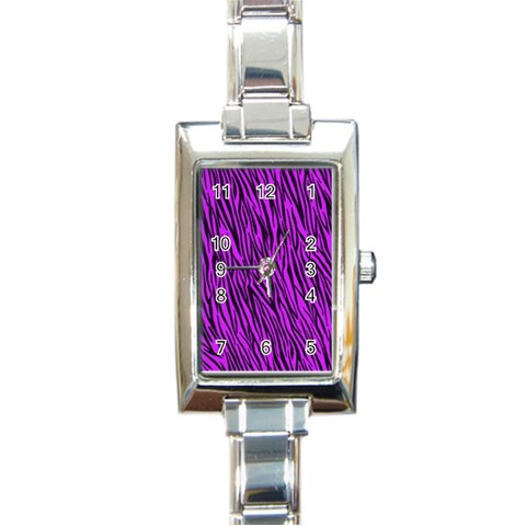 Purple Zebra Stripes Rectangle Italian Charm Watch from ArtsNow.com Front