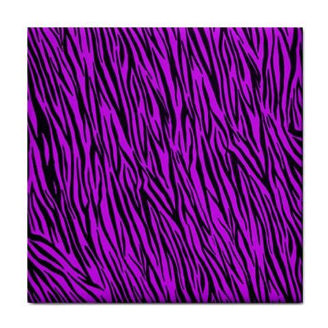 Purple Zebra Stripes Tile Coaster from ArtsNow.com Front