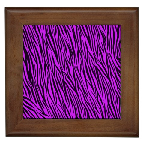 Purple Zebra Stripes Framed Tile from ArtsNow.com Front