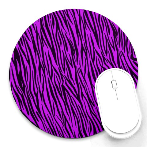 Purple Zebra Stripes Round Mousepad from ArtsNow.com Front