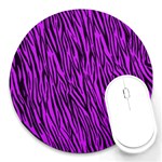 Purple Zebra Stripes Round Mousepad