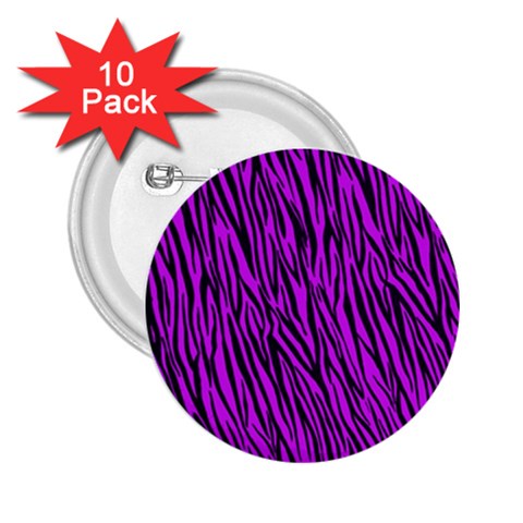 Purple Zebra Stripes 2.25  Button (10 pack) from ArtsNow.com Front