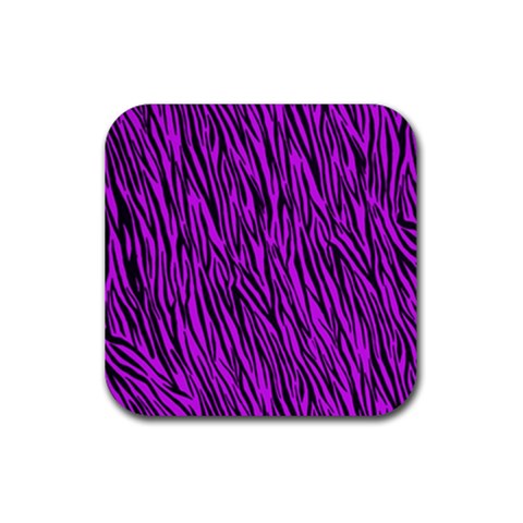 Purple Zebra Stripes Rubber Coaster (Square) from ArtsNow.com Front