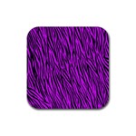 Purple Zebra Stripes Rubber Coaster (Square)