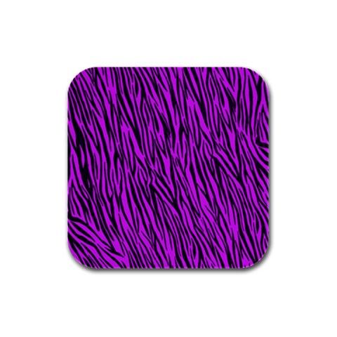 Purple Zebra Stripes Rubber Square Coaster (4 pack) from ArtsNow.com Front