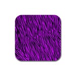 Purple Zebra Stripes Rubber Square Coaster (4 pack)