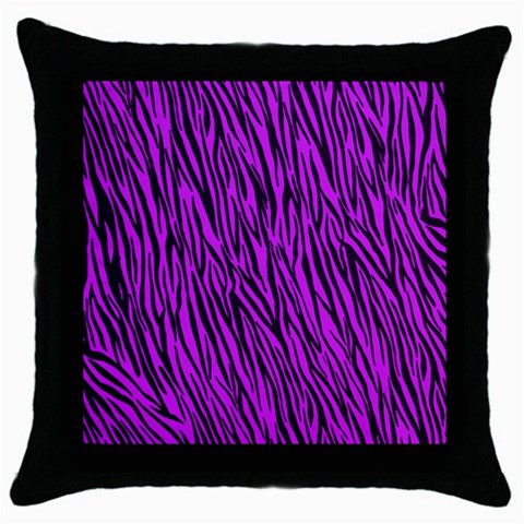 Purple Zebra Stripes Throw Pillow Case (Black) from ArtsNow.com Front