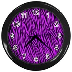 Purple Zebra Stripes Wall Clock (Black)