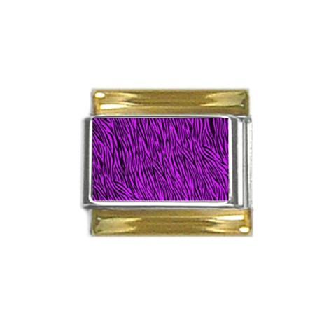 Purple Zebra Stripes Gold Trim Italian Charm (9mm) from ArtsNow.com Front