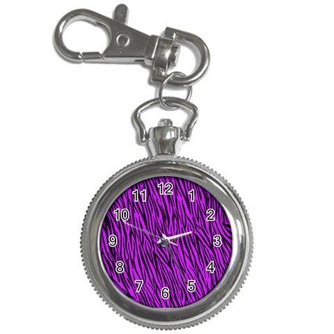 Purple Zebra Stripes Key Chain Watch from ArtsNow.com Front