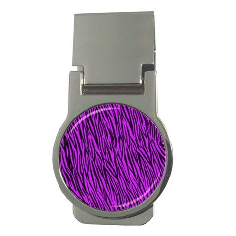 Purple Zebra Stripes Money Clip (Round) from ArtsNow.com Front