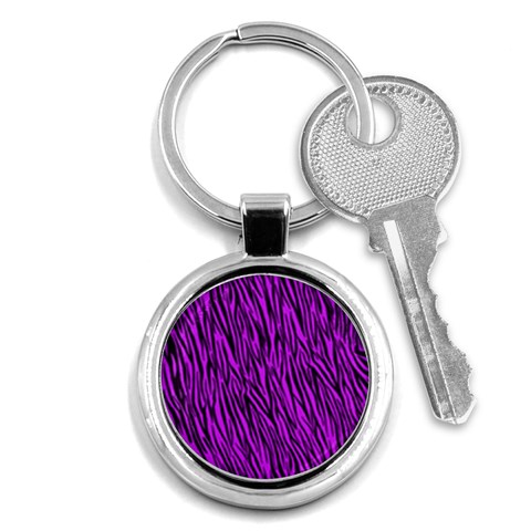 Purple Zebra Stripes Key Chain (Round) from ArtsNow.com Front