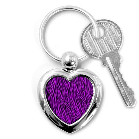 Purple Zebra Stripes Key Chain (Heart) from ArtsNow.com Front