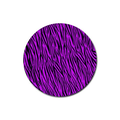 Purple Zebra Stripes Rubber Coaster (Round) from ArtsNow.com Front