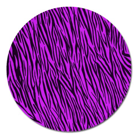 Purple Zebra Stripes Magnet 5  (Round) from ArtsNow.com Front