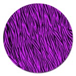 Purple Zebra Stripes Magnet 5  (Round)