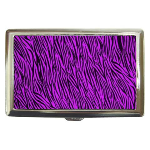 Purple Zebra Stripes Cigarette Money Case from ArtsNow.com Front