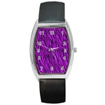 Purple Zebra Stripes Barrel Style Metal Watch