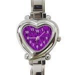 Purple Zebra Stripes Heart Italian Charm Watch