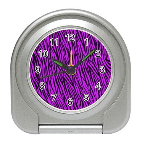 Purple Zebra Stripes Travel Alarm Clock from ArtsNow.com Front