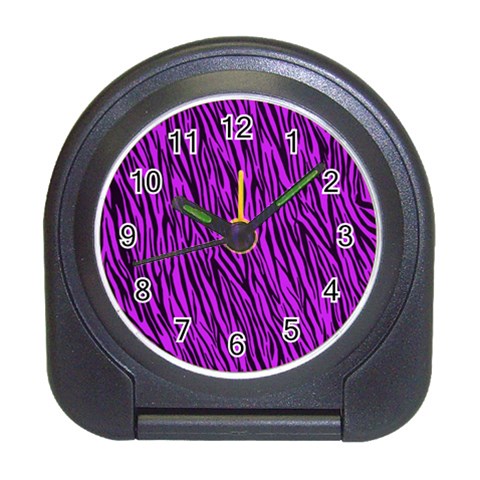 Purple Zebra Stripes Travel Alarm Clock from ArtsNow.com Front