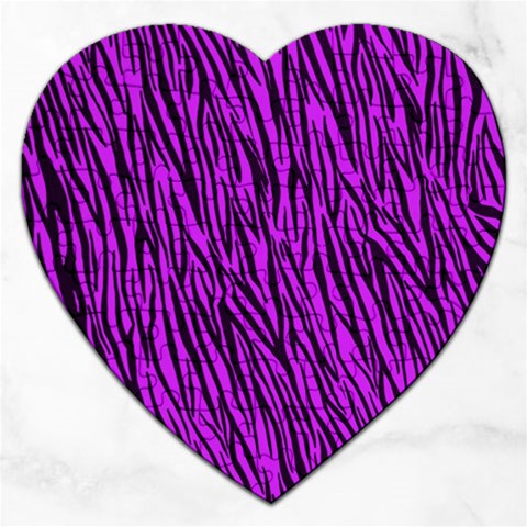 Purple Zebra Stripes Jigsaw Puzzle (Heart) from ArtsNow.com Front