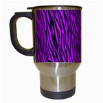 Purple Zebra Stripes Travel Mug (White)