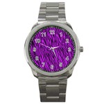 Purple Zebra Stripes Sport Metal Watch