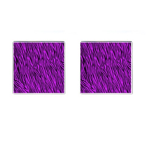 Purple Zebra Stripes Cufflinks (Square) from ArtsNow.com Front(Pair)