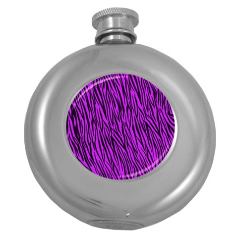 Purple Zebra Stripes Hip Flask (5 oz) from ArtsNow.com Front