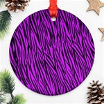 Purple Zebra Stripes Round Ornament (Two Sides)