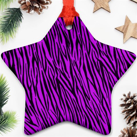 Purple Zebra Stripes Star Ornament (Two Sides) from ArtsNow.com Front