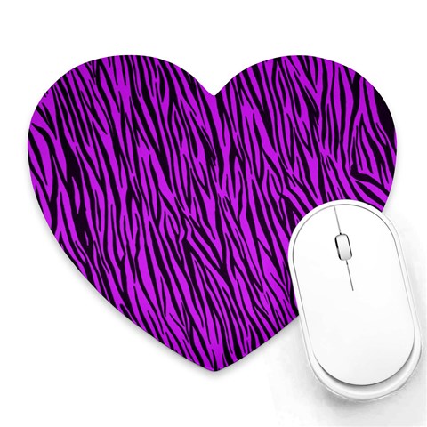 Purple Zebra Stripes Heart Mousepad from ArtsNow.com Front